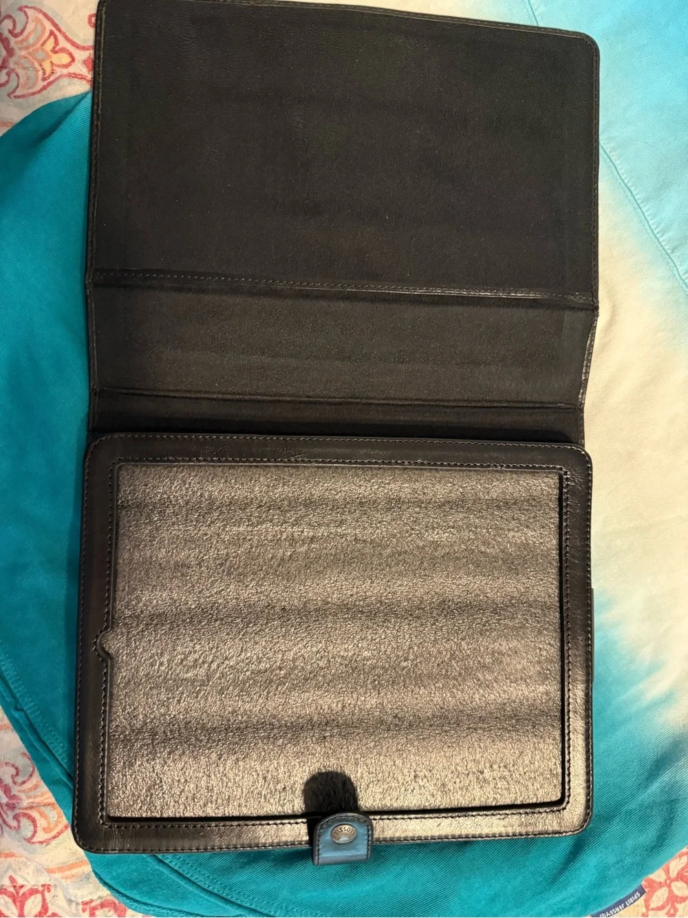 Fossil Black Leather Folio Tablet Cover with Snap